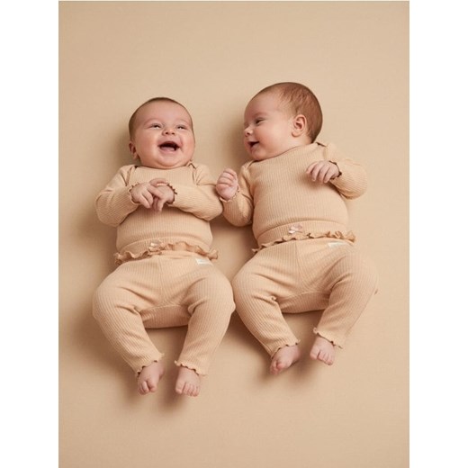 Sinsay - Prążkowane legginsy z falbanką 2 pack - różowy ze sklepu Sinsay w kategorii Odzież dla niemowląt - zdjęcie 187513416