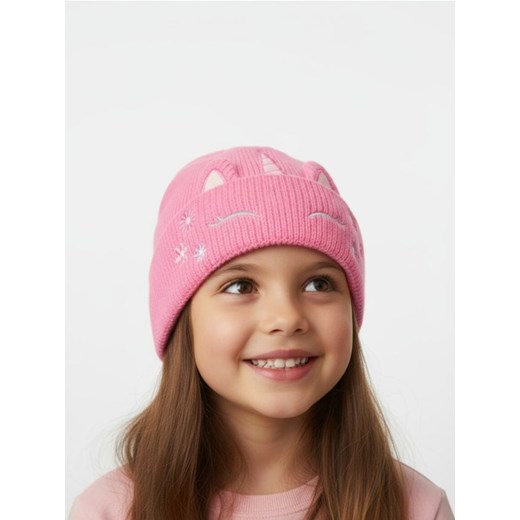 Sinsay - Czapka z elementami 3D i ozdobnym haftem - różowy ze sklepu Sinsay w kategorii Czapki dziecięce - zdjęcie 187513428