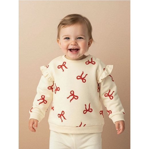 Sinsay - Bawełniana bluza crewneck - kremowy ze sklepu Sinsay w kategorii Bluzy i swetry - zdjęcie 187513438