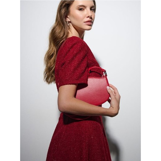 Sinsay - Torebka hobo z imitacji skóry - czerwony ze sklepu Sinsay w kategorii Torebki hobo - zdjęcie 187513466