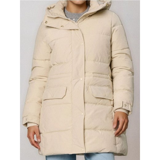 Sinsay - Pikowana kurtka puffer z kapturem - kremowy ze sklepu Sinsay w kategorii Kurtki damskie - zdjęcie 187513507