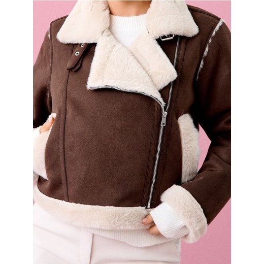Sinsay - Kurtka pilotka z kożuchem - brązowy ze sklepu Sinsay w kategorii Kurtki damskie - zdjęcie 187513557