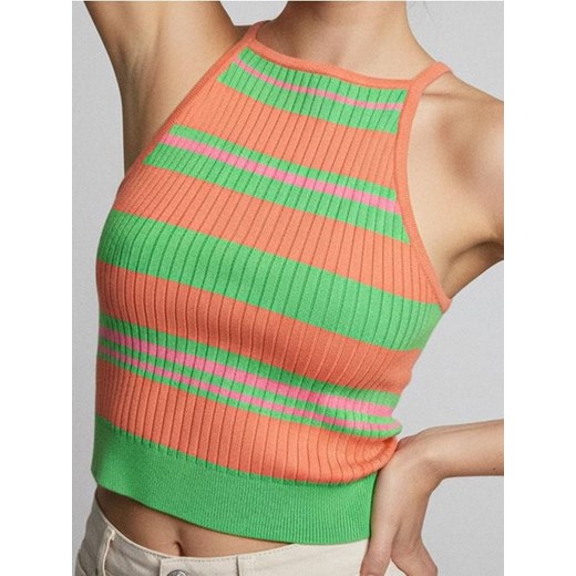 Sinsay - Prążkowany top w paski - wielobarwny ze sklepu Sinsay w kategorii Bluzki damskie - zdjęcie 187513596