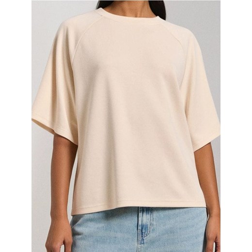 Sinsay - Bluza z domieszką wiskozy - kremowy ze sklepu Sinsay w kategorii Bluzy damskie - zdjęcie 187513635