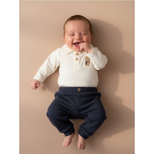 Sinsay - Body z haftowanym misiem - kremowy Sinsay 80 (9-12 m) Sinsay