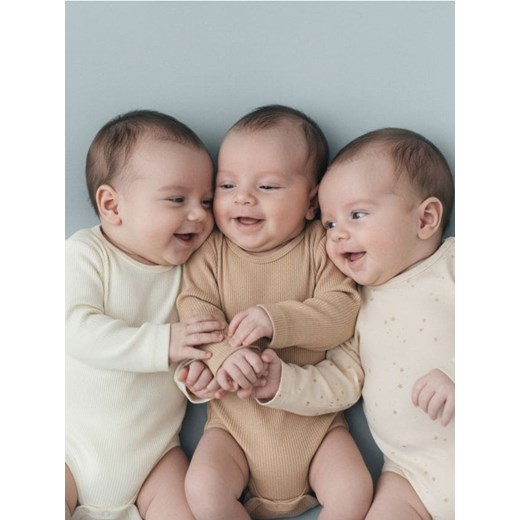 Sinsay - Bawełniane body 3 pack - kremowy ze sklepu Sinsay w kategorii Odzież dla niemowląt - zdjęcie 187513715