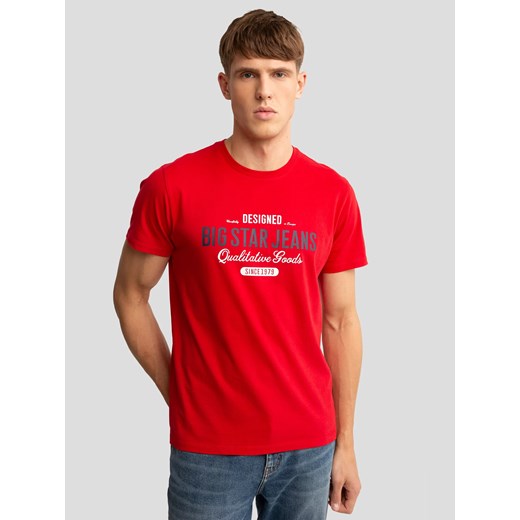 Koszulka męska bawełniana z nadrukiem czerwona Messeret 603 ze sklepu Big Star w kategorii T-shirty męskie - zdjęcie 187514389