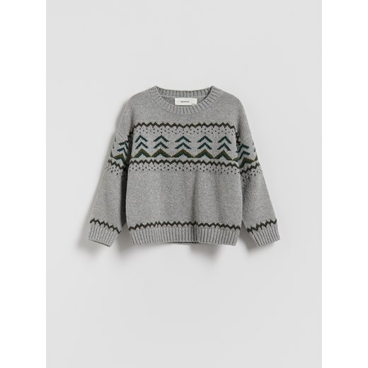 Reserved - Żakardowy sweter - jasnoszary ze sklepu Reserved w kategorii Swetry chłopięce - zdjęcie 187514728