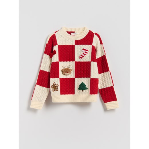 Reserved - Sweter ze świąteczną aplikacją - wielobarwny ze sklepu Reserved w kategorii Swetry dziewczęce - zdjęcie 187514856