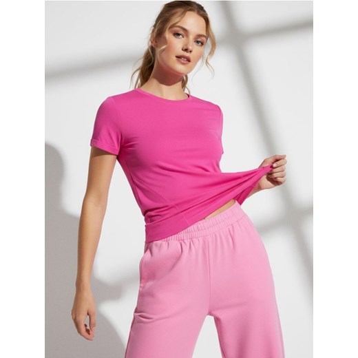 Sinsay - Koszulka sportowa Gym Hard - różowy ze sklepu Sinsay w kategorii Bluzki damskie - zdjęcie 187515227