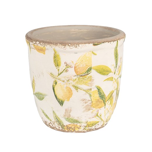 Clayre &amp; Eef Doniczka w kolorze biało-żółym - wys. 13 x Ø 14 cm ze sklepu Limango Polska w kategorii Doniczki i osłonki - zdjęcie 187515266