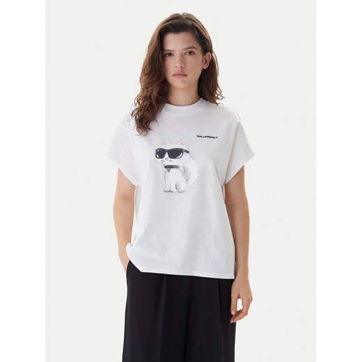 KARL LAGERFELD T-Shirt A2W17115 Biały Loose Fit ze sklepu MODIVO w kategorii Bluzki damskie - zdjęcie 187516465