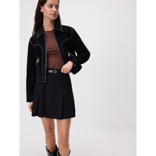 Reserved - Plisowana spódnica z paskiem - czarny ze sklepu Reserved w kategorii Spódnice - zdjęcie 187516897