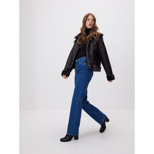 Reserved - Kurtka z kożuchem - ciemnobrązowy ze sklepu Reserved w kategorii Kurtki damskie - zdjęcie 187516998