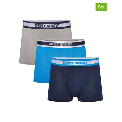 DKNY Bokserki (3 pary) w kolorze granatowo-niebiesko-szarym L wyprzedaż Limango Polska