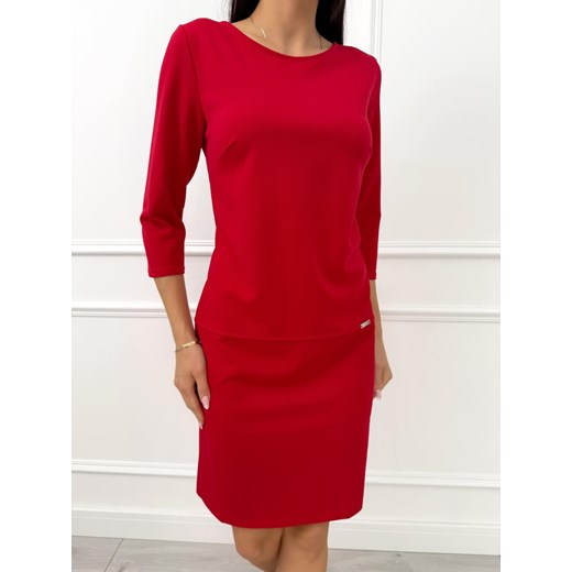 Czerwona Prosta Sukienka ze sklepu ModnaKiecka.pl w kategorii Sukienki - zdjęcie 187518036