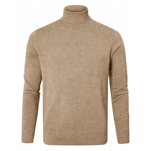 Bawełniany Męski Golf - Pako Jeans - Melanżowy Beż SWPJNSgolfGUSTAVObzMZ ze sklepu JegoSzafa.pl w kategorii Swetry męskie - zdjęcie 187518177