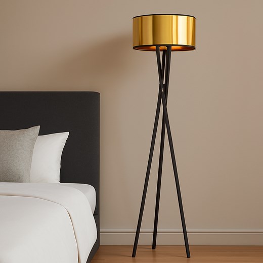 Drewniana lampa podłogowa na trójnogu ELX MIRROR ze sklepu Lysne w kategorii Lampy podłogowe - zdjęcie 187519045