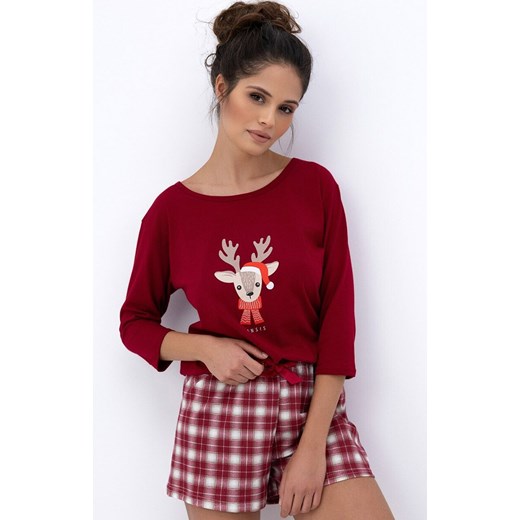 Sensis świąteczna piżama damska Elia, Kolor bordowy-wzór, Rozmiar M, SENSIS ze sklepu Primodo w kategorii Piżamy damskie - zdjęcie 187520078