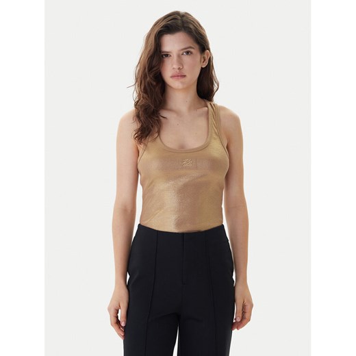 KARL LAGERFELD Top B1W17087 Złoty Slim Fit ze sklepu MODIVO w kategorii Bluzki damskie - zdjęcie 187521406