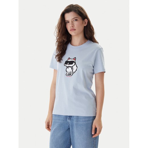 KARL LAGERFELD T-Shirt A1W17128 Błękitny Regular Fit ze sklepu MODIVO w kategorii Bluzki damskie - zdjęcie 187521408
