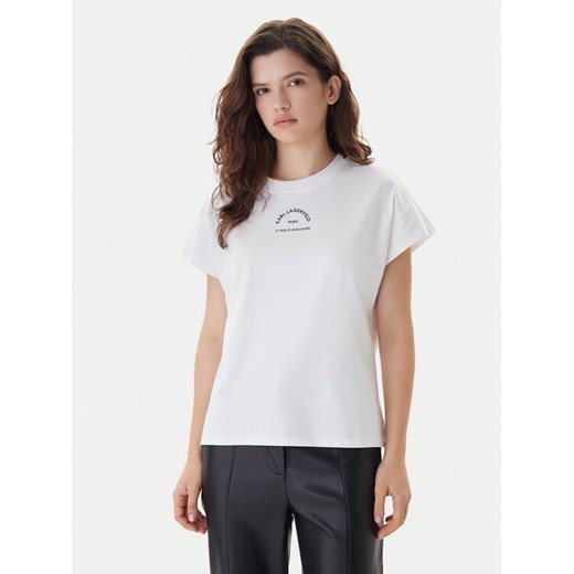 KARL LAGERFELD T-Shirt B1W17032 Biały Relaxed Fit ze sklepu MODIVO w kategorii Bluzki damskie - zdjęcie 187521419