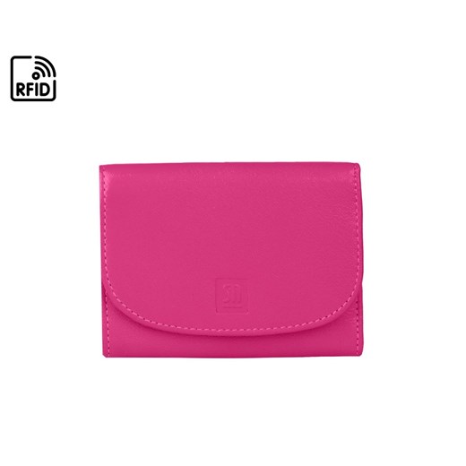 portfel skórzany różowy z fioletowym detalem ze sklepu Słoń Torbalski w kategorii Portfele damskie - zdjęcie 187521565