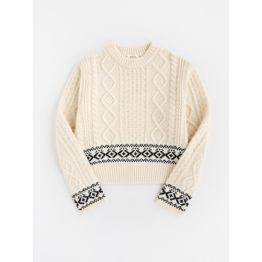 Reserved - Wełniany sweter - złamana biel ze sklepu Reserved w kategorii Swetry damskie - zdjęcie 187521665