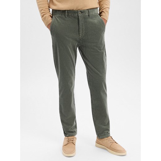 Finshley & Harding Męskie spodnie sztruksowe - Tyler Mężczyźni Bawełna oliwkowy jednolity ze sklepu vangraaf w kategorii Spodnie męskie - zdjęcie 187521795