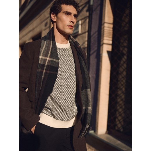 Reserved - Wzorzysty sweter - biały ze sklepu Reserved w kategorii Swetry męskie - zdjęcie 187522447