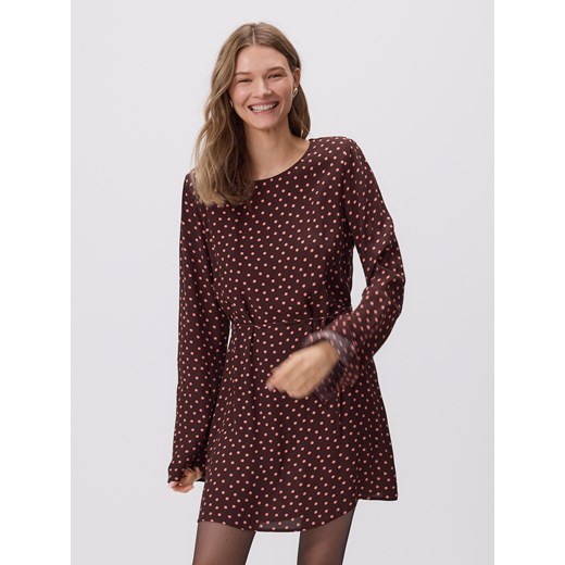 Reserved - Sukienka mini w kropki - brązowy ze sklepu Reserved w kategorii Sukienki - zdjęcie 187522518