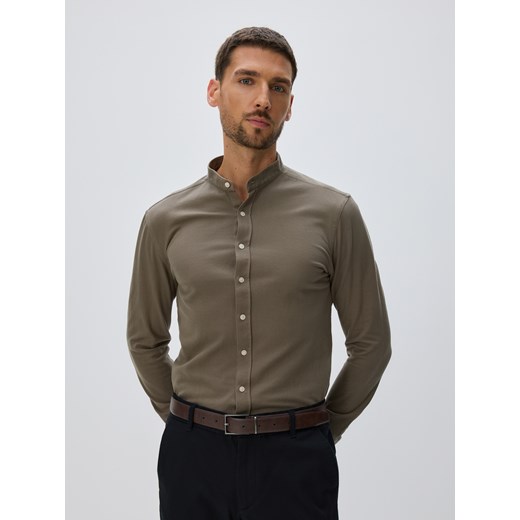Reserved - Koszula super slim z bawełny egipskiej - ciemnozielony ze sklepu Reserved w kategorii Koszule męskie - zdjęcie 187522617