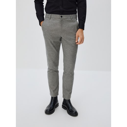 Reserved - Spodnie chino slim w kratę - ciemnoszary ze sklepu Reserved w kategorii Spodnie męskie - zdjęcie 187522788