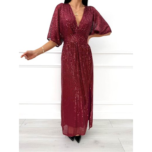 Czerwona Wieczorowa Sukienka w Cekiny Modnakiecka.pl 38 ModnaKiecka.pl