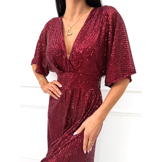 Czerwona Wieczorowa Sukienka w Cekiny Modnakiecka.pl 46 ModnaKiecka.pl