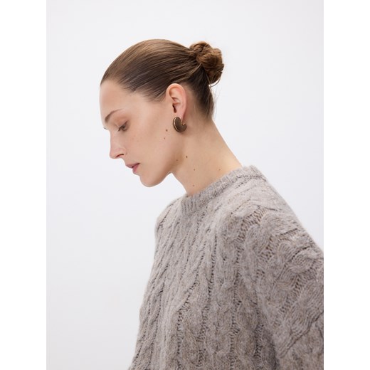 Reserved - Sweter z warkoczowym splotem - brązowy ze sklepu Reserved w kategorii Swetry damskie - zdjęcie 187524138