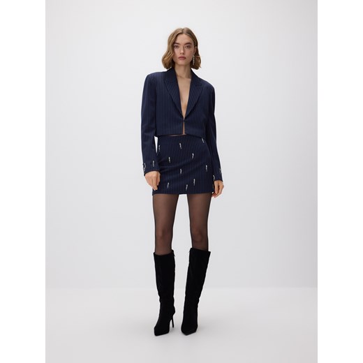 Reserved - Krótka marynarka z aplikacjami - granatowy ze sklepu Reserved w kategorii Kurtki damskie - zdjęcie 187524429