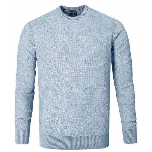 Męski Sweter Bawełniany, Delikatna Faktura Materiału - Pako Jeans - Niebieski SWPJNSignacioBL ze sklepu JegoSzafa.pl w kategorii Swetry męskie - zdjęcie 187524587