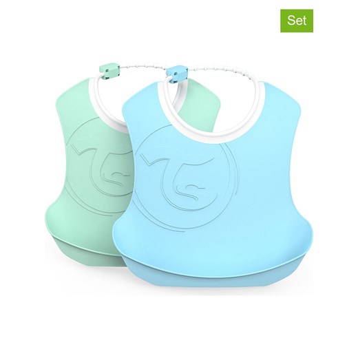 Twistshake Śliniaczki (2 szt.) w kolorze zielonym i niebieskim - 22 x 22 cm ze sklepu Limango Polska w kategorii Zabawki - zdjęcie 187524956