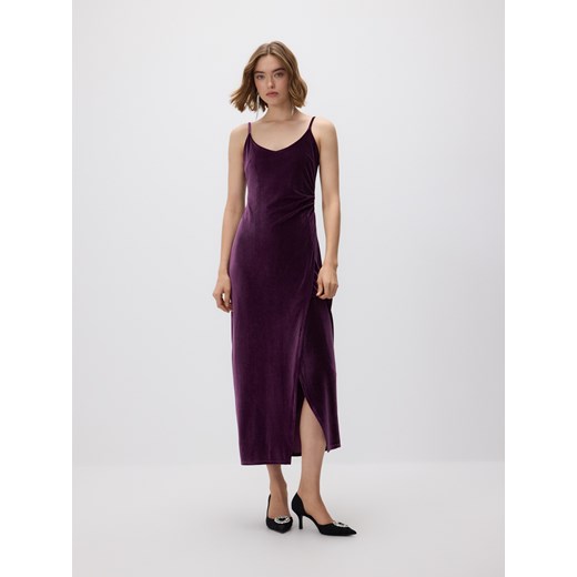 Reserved - Sukienka maxi z asymetrycznym rozcięciem - ciemnofioletowy ze sklepu Reserved w kategorii Sukienki - zdjęcie 187525809