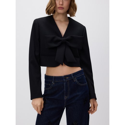 Reserved - Krótka marynarka z kokardą - czarny ze sklepu Reserved w kategorii Marynarki damskie - zdjęcie 187525907