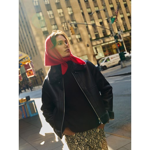 Reserved - Kurtka z kożuchem - ciemnobrązowy ze sklepu Reserved w kategorii Kurtki damskie - zdjęcie 187525946