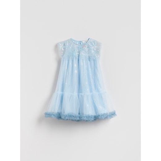 Reserved - Tiulowa sukienka z cekinami - jasnoniebieski ze sklepu Reserved w kategorii Sukienki dziewczęce - zdjęcie 187526059