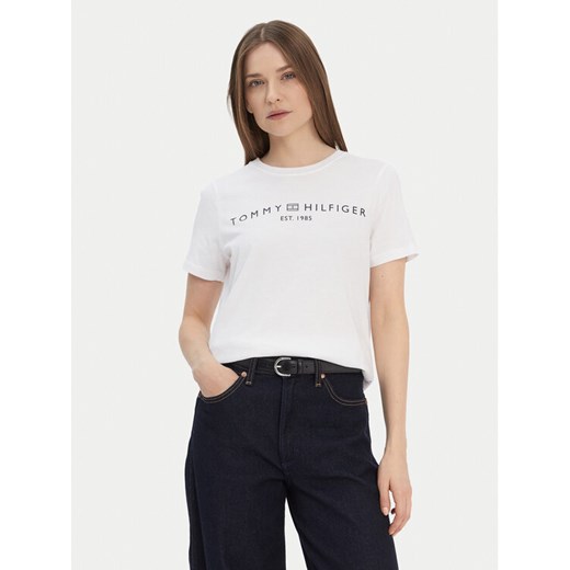 Tommy Hilfiger T-Shirt Logo WW0WW40276 Biały Regular Fit ze sklepu MODIVO w kategorii Bluzki damskie - zdjęcie 187526308