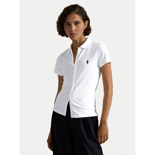 Polo Ralph Lauren Polo 211939272002 Biały Slim Fit ze sklepu MODIVO w kategorii Bluzki damskie - zdjęcie 187526327