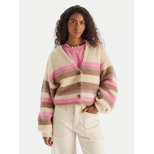 Roxy Kardigan Marble Tiles Stripe ERJSW03669 Beżowy Regular Fit ze sklepu MODIVO w kategorii Swetry damskie - zdjęcie 187526328
