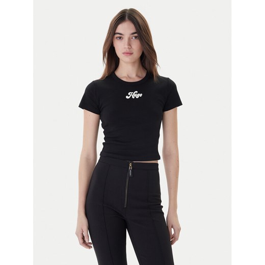 HUGO T-Shirt Delanor_2 50539132 Czarny Cropped Fit ze sklepu MODIVO w kategorii Bluzki damskie - zdjęcie 187526367