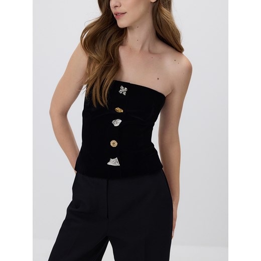 Reserved - Gorsetowy top - czarny ze sklepu Reserved w kategorii Bluzki damskie - zdjęcie 187527356
