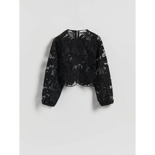 Reserved - Bluzka z haftowanym wzorem - czarny ze sklepu Reserved w kategorii Bluzki damskie - zdjęcie 187527546