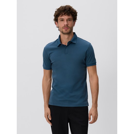 Reserved - Polo slim z bawełny pima - granatowy ze sklepu Reserved w kategorii T-shirty męskie - zdjęcie 187527865